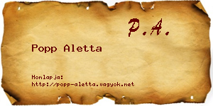 Popp Aletta névjegykártya